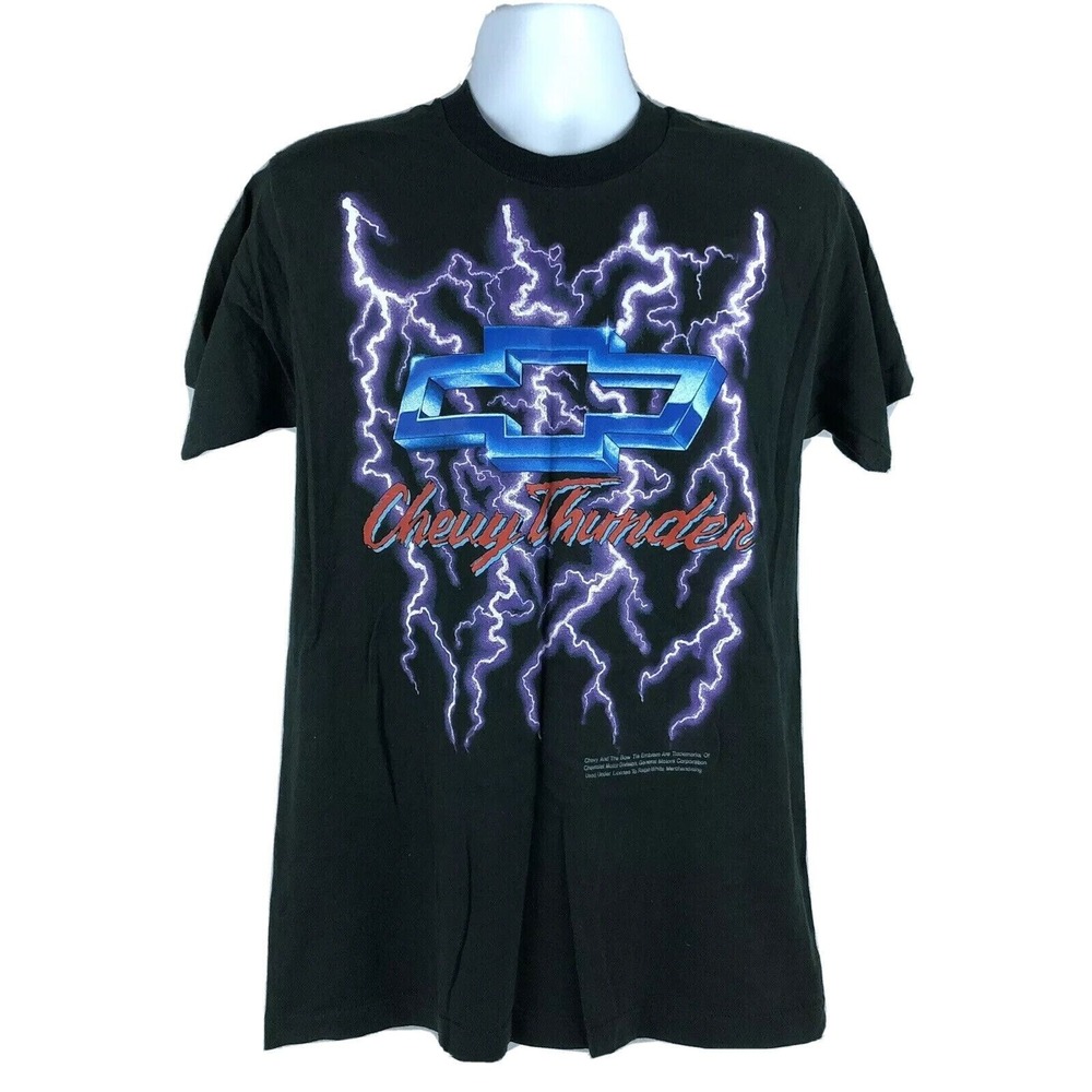 Chevy‎ Thunder Lightning Single Stitch T-Shirt Medium Chevrolet Nascar Racing